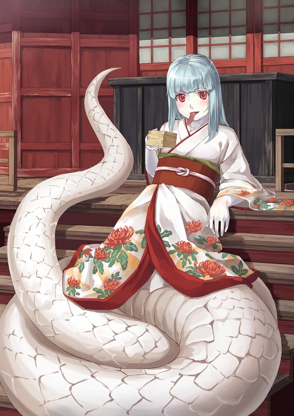 аниме девушка змея в юката картинка с юмором