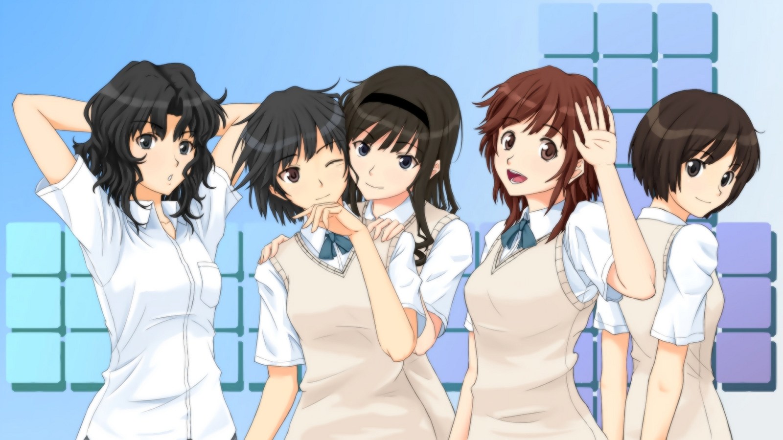 пять девушек из аниме Нежный укус / Амагами СС / Amagami SS